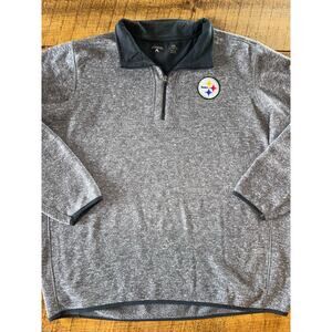 Mens‎ Antigua Pittsburgh Steelers NFL Gray Quarter Zip Sweatshirt Pullover 3XL